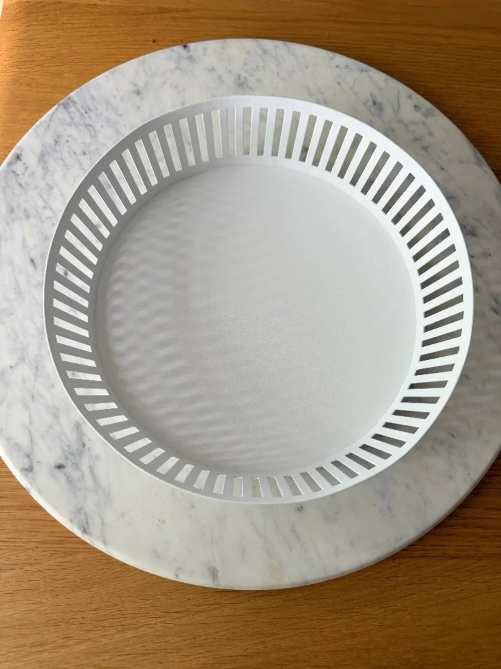Yamazaki Home Japanese White Metal Shallow Low Fruit Basket Tray Bowl